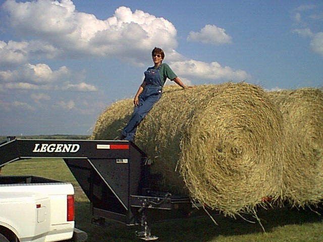 Marye on a load of hay